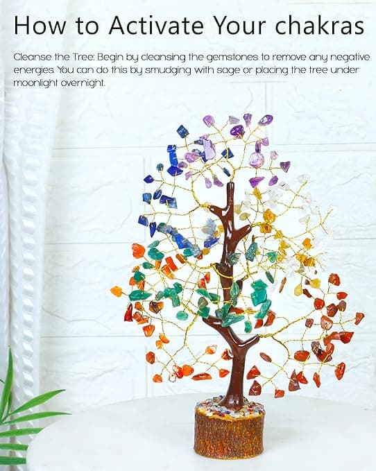 Seven Chakras Crystal Tree with colourful crystal chips